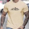 Men's Summer 100% Pure  Fashionable Casual Loose Sports Mountain Pattern Print Round Neck Short Sleeved T-shirt Top Tshirt