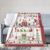 Red Christmas Pattern Blanket Flannel Textile Decor Multifunction Warm Throw Blankets for Sofa Car Plush Thin Quilt