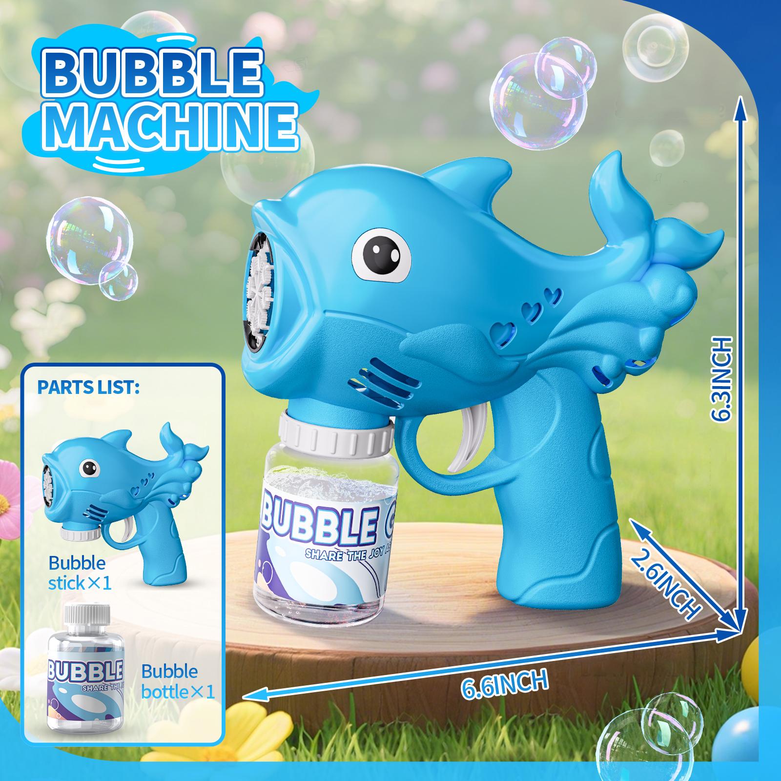 Cartoon Dolphin Bubble Machine Electric Bubble Gun Automatic  Bubble Blowing Toy with Lights Automatic Soap Blower Outdoor Toy синий
