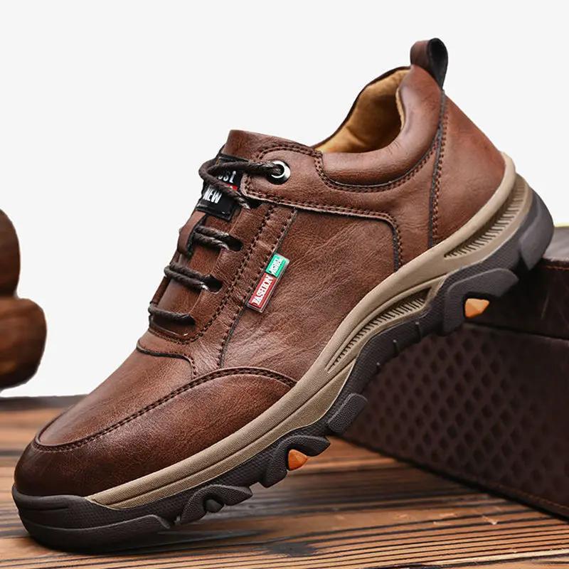 Men's Sneakers Leather Men Casual Shoes Moccasins Breathable Retro Men Sports Walking Shoe Outdoors Hiking Sneakers