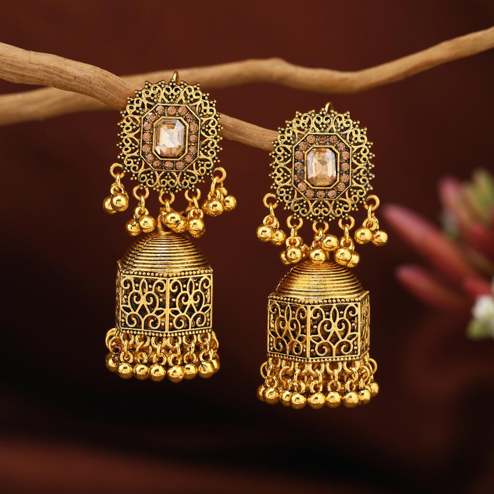 

Light Luxury Retro Ethnic Style Earrings Women s Geometric Clock Tower Design Sense Earrings Women