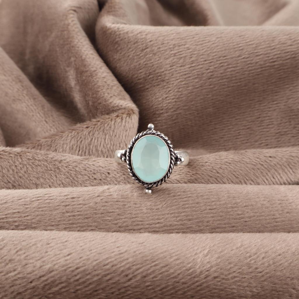 Aqua Chalcedony Handmade Ring Gorgeous Gemstone Jewelry, 925 Solid Sterling Silver Ring Unique Design Jewelry, For Women