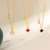 Titanium Steel Mini Four-leaf Clover Necklace New Style Double-sided Shell Flower Clavicle Chain Versatile Exquisite and Elegant