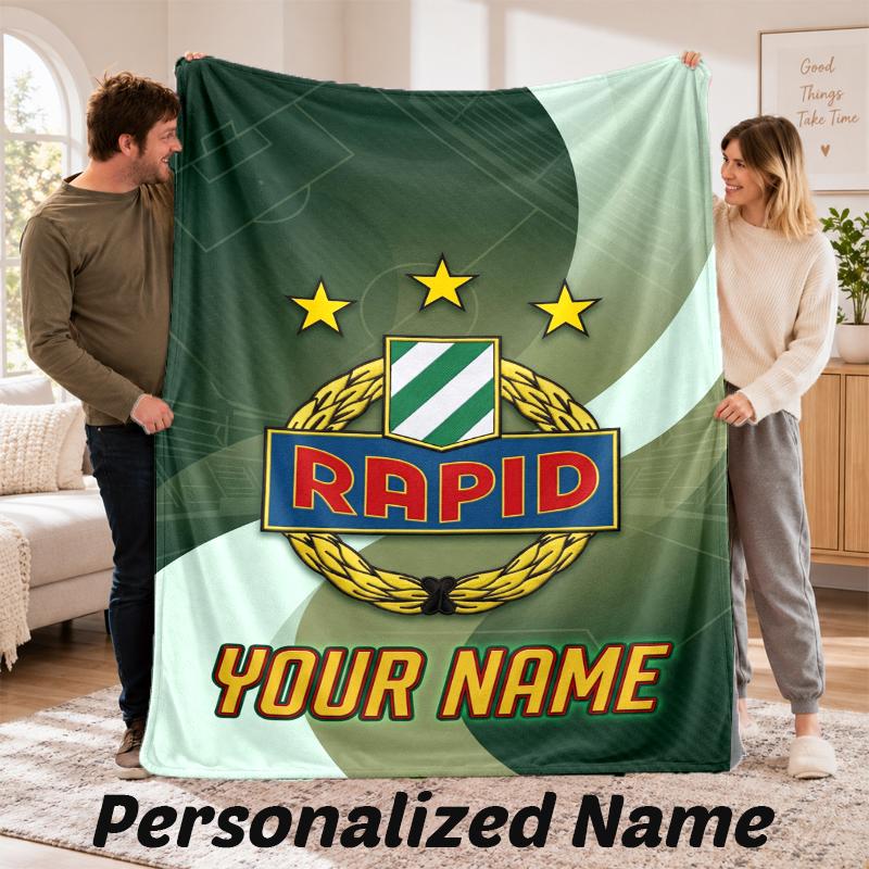Rapid Wien FC Personalized Flannel Blanket Custom Name Text Soft Throw Blanket Home Decor