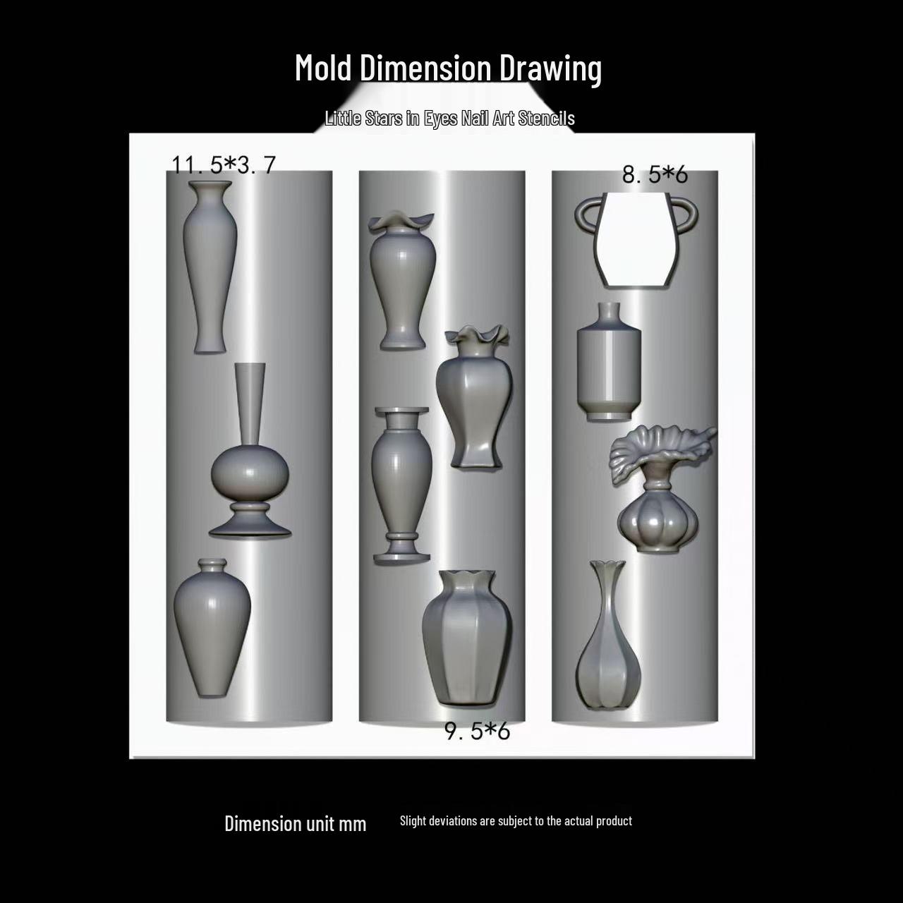 Guochao Blue & White Porcelain 3D Nail Art Mold - Chinese Vase Press-On Design