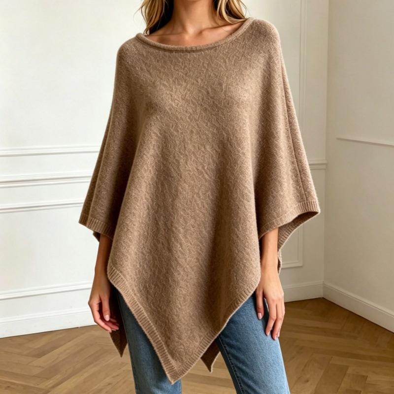 Vendita all'ingrosso del produttore autunno e inverno nuovo scialle lavorato a maglia europeo e americano girocollo maglione a mantella largo da donna