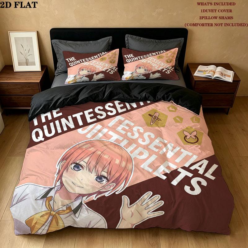 5Toubun Pattern Bedding Quilt Set Quilt Cover Pillowcase Home Birthday Gift(1 * duvet cover + 2 * pillowcase, without core)