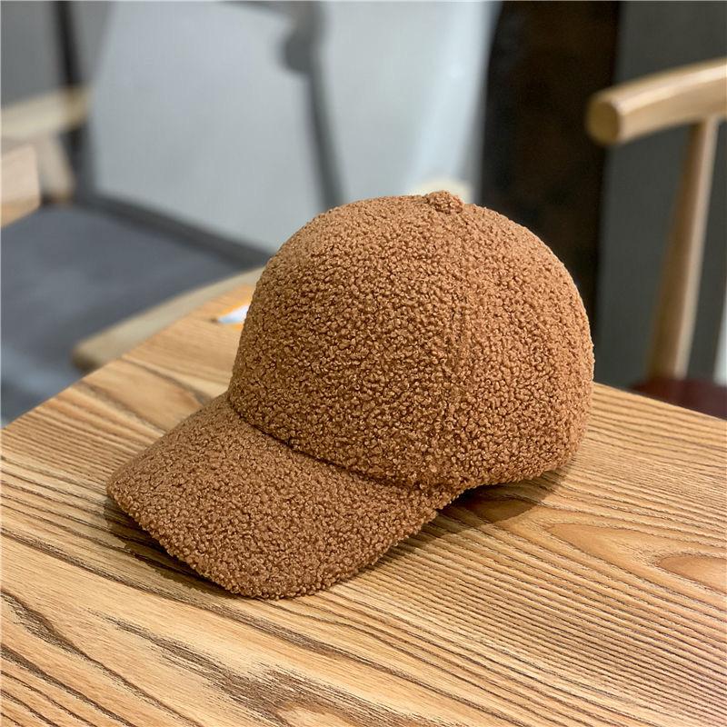New Style Baseball Cap for Women In Autumn and Winter Woolen Korean Version Teddy Velvet Duck Hat Thickened Warm Curved Brim Fashionable