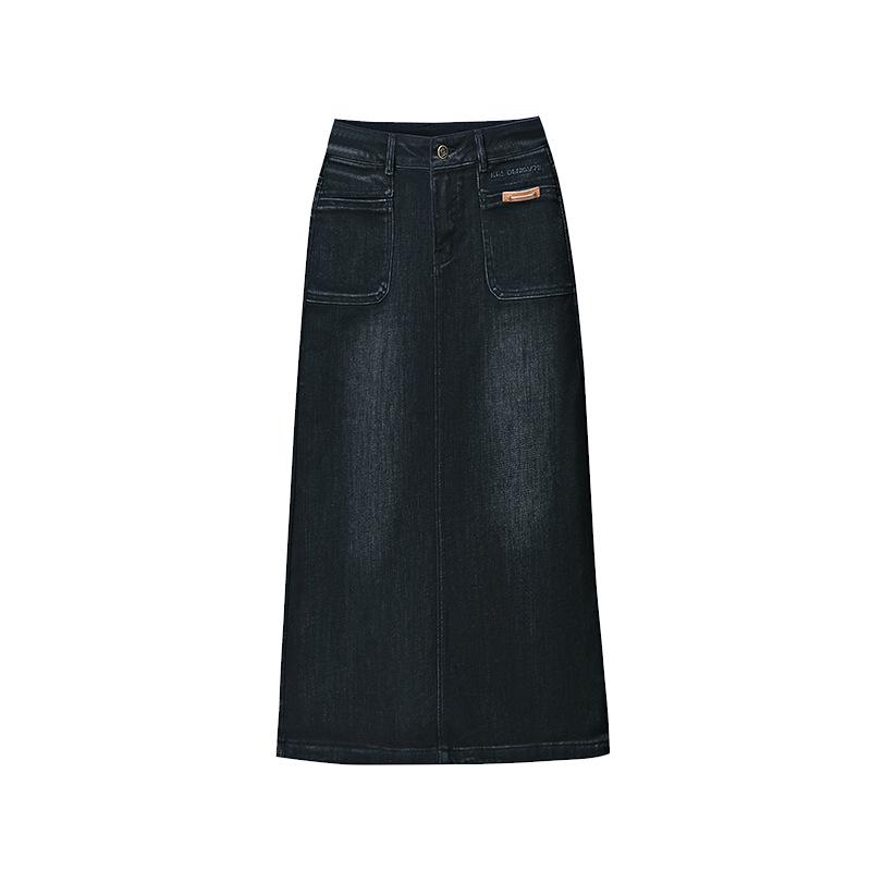 Women's High-Waisted A-Line Denim Skirt - Slimming, Medium-Length Pencil Style for Spring/Autumn 2026