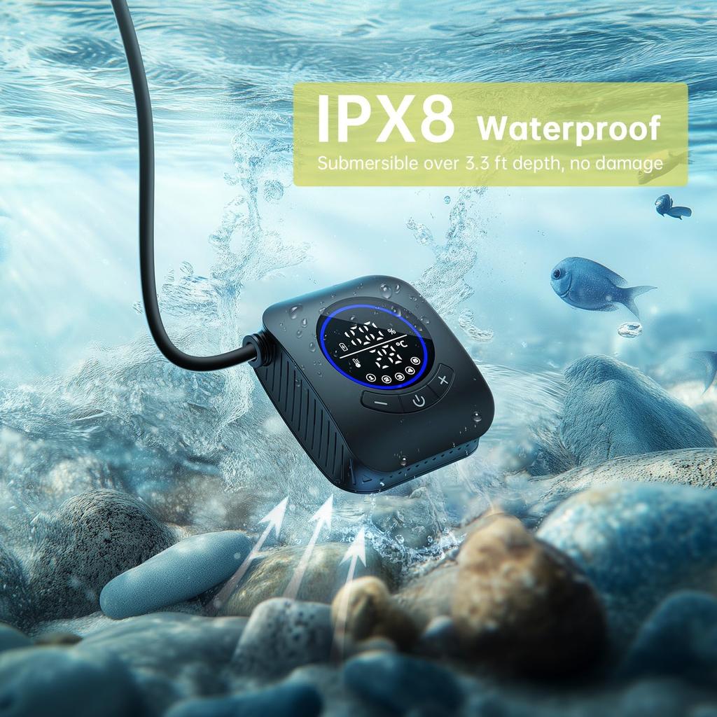 Portable Camping Shower Pump with Temperature Display, 5-Gallon Foldable Bucket, 8000mAh