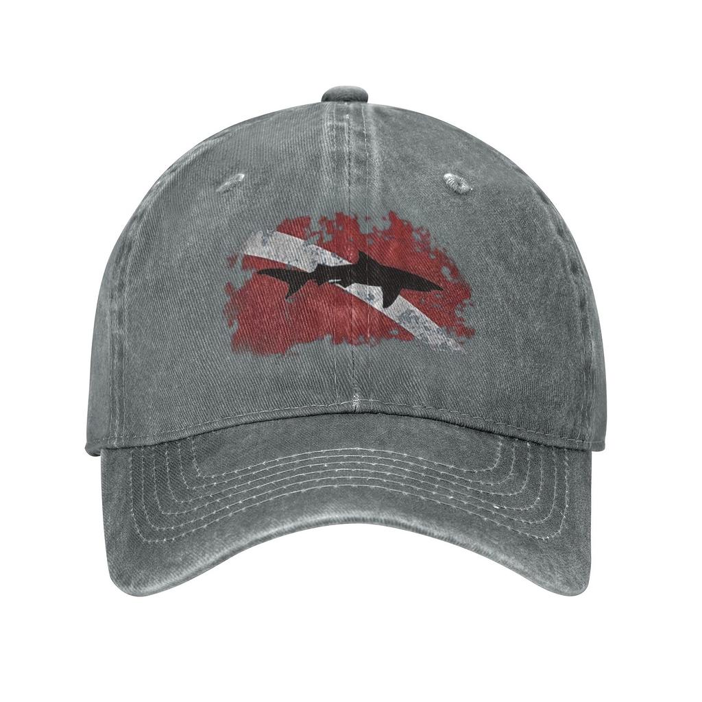 Shark Diver Flag Distressed Baseball Cap Vintage Sports Cowboy Hat Outdoor Adjustable