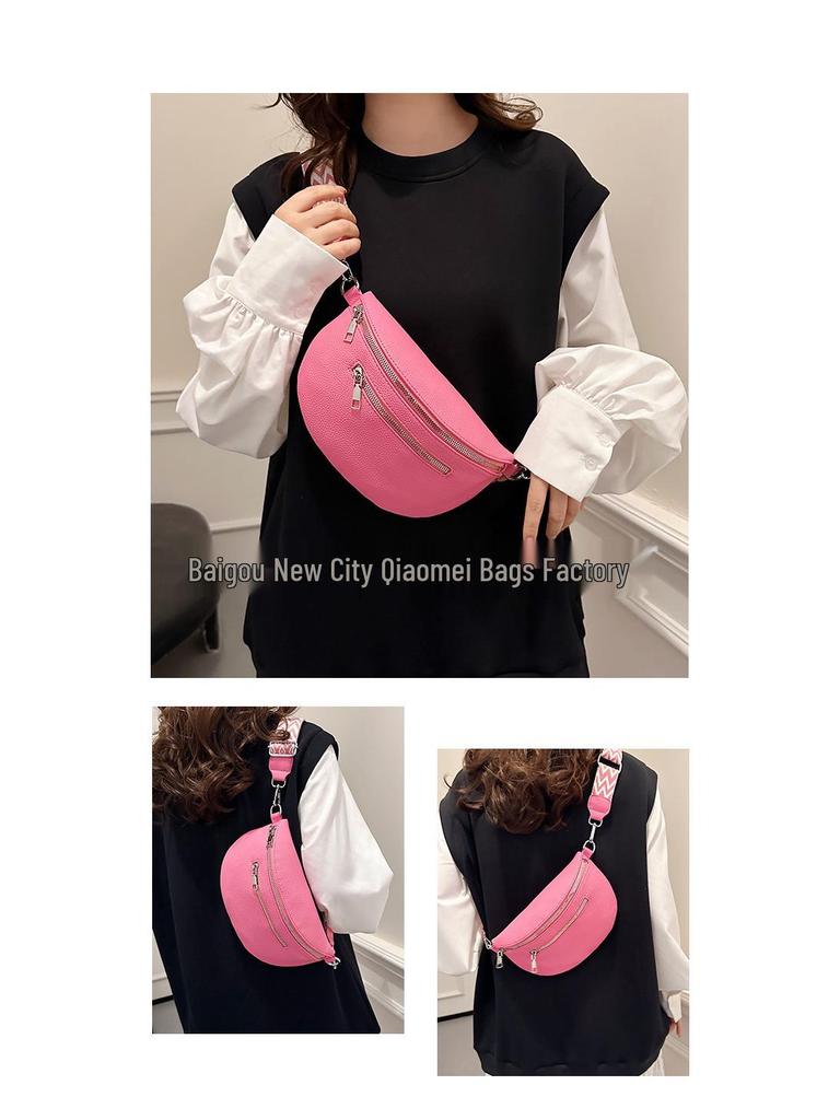 Women's Wide Strap Saddle Crossbody Waist Bag - Large Capacity, Versatile, Trendy Fashion Accessory
