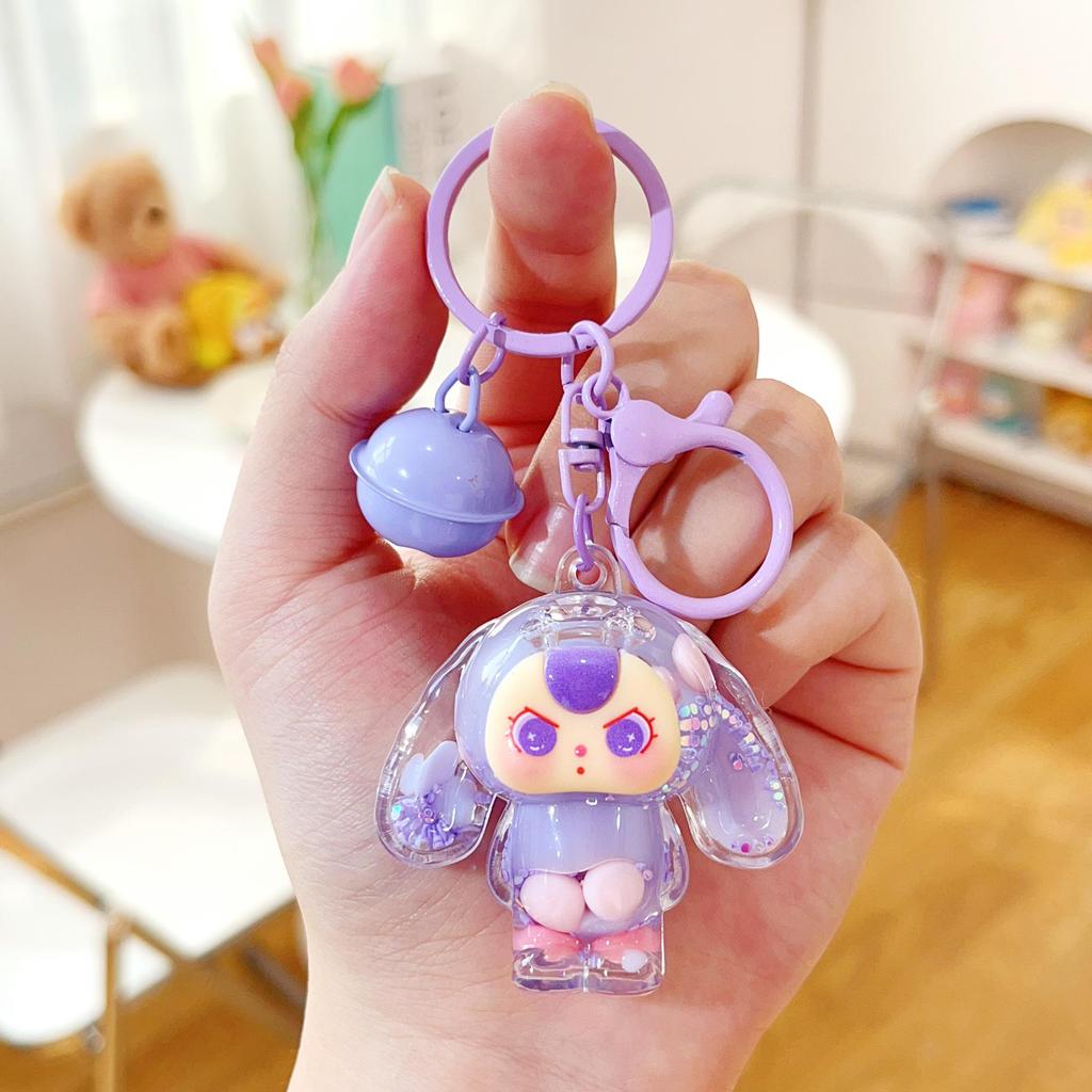Super Cute 3-Year-Old Cartoon Doll Keychain with Flowing Sand Pendant