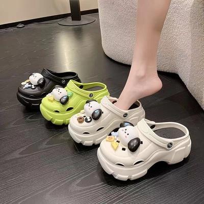 Sommer Neu Cartoon DIY Erhöhte Dicke Sohle Tragen Strand Baotou Coole Pantoletten und Lochschuhe für Damen