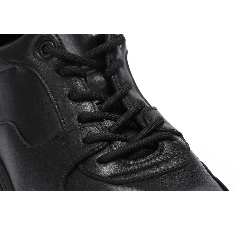 Fashion Black Casual Sneakers for Men Versatile Walking Style Running Shoes Stock with Full Grain Leather for Autumn Winter Formal Wear