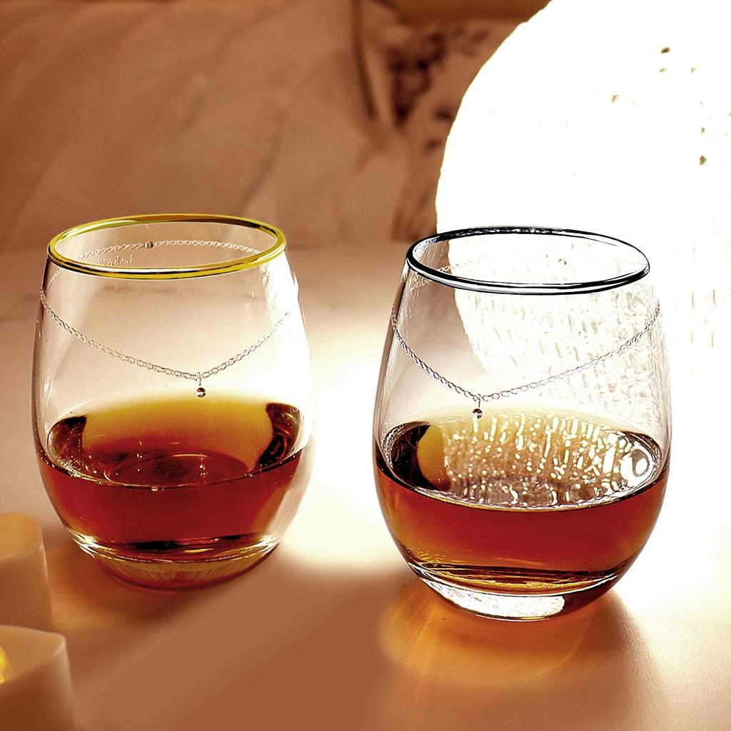 LARA Christie Platinum and Gold Rimmed Tumbler (Pair) (lh-84-0001p)
