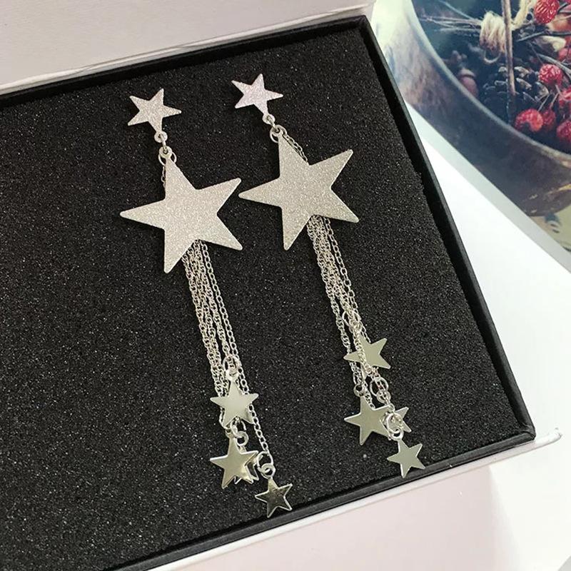 Bohemian Long Tassel Earrings for Women Metal Star Drop Earrings Wedding Party Statement Geometry Earrings Vintage Jewelry Gift