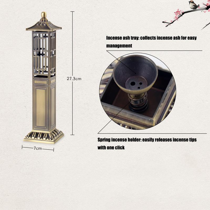 Chinese Style Pavilion Vertical Incense Burner Home Indoor Creative Zen Sandalwood 21cm Line Incense Holder Fragrance Ornaments 7