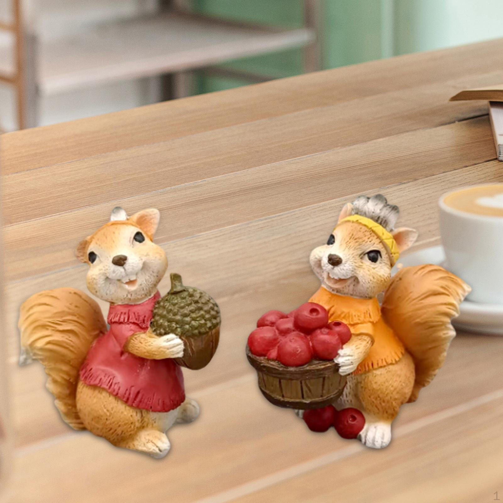 

2 шт. Белка Фигурки Статуэтки Животных Украшения Скульптура для Офисного Шкафа Style B