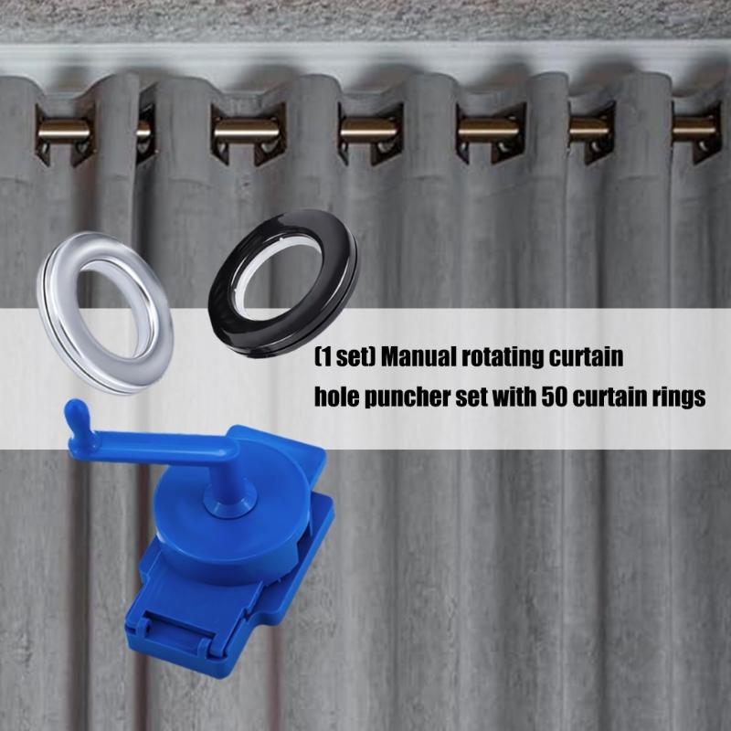 50Pcs Curtain Eyelet Rings With Rotating Hole Puncher Set Inner Diameter 1.77Inch Curtain Grommets For Home Renovation