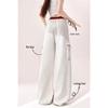 Women's Wide-Leg Cargo Jazz Sweatpants with Pockets - White & Gray, Autumn 2025