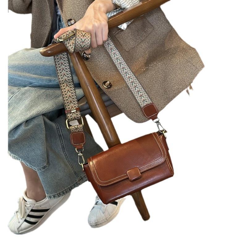 Leather Top Layer Leather Women's Bag, Fashionable and Versatile Small Bag, Women's Small Square Bag, Single-shoulder Crossbody Bag