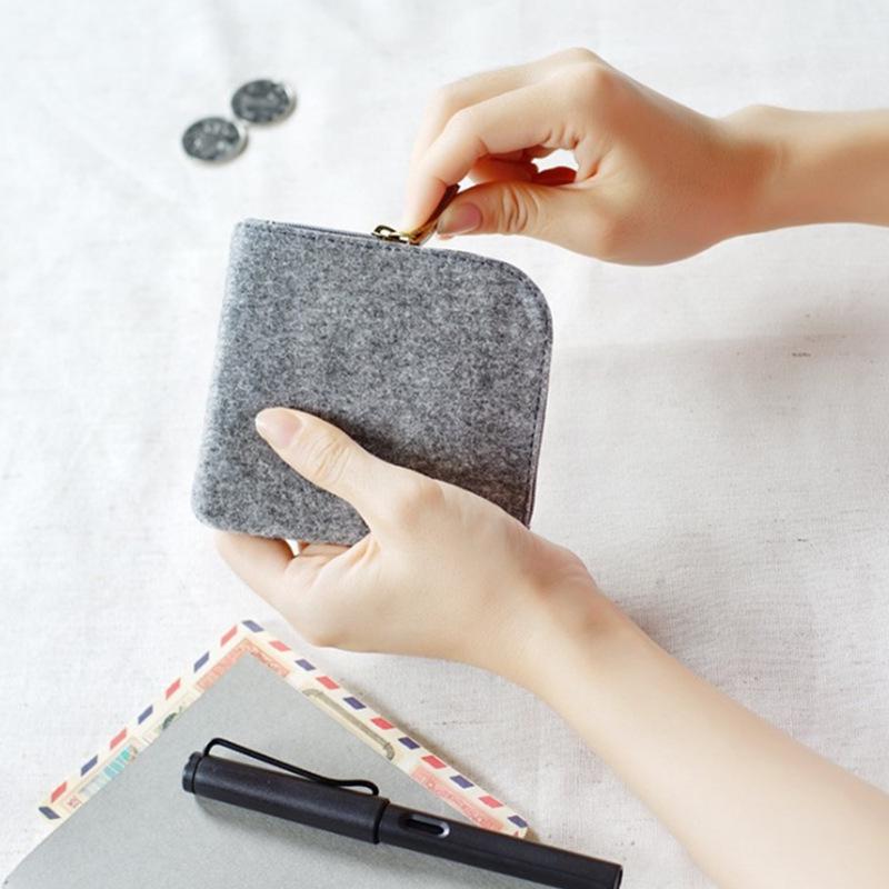 Customized Felt Zipper Coin Purse & Phone Holder with Logo