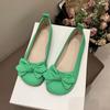 Gentle fairy wind soft-soled single shoes female summer new bow flat-soled beanie shoes comfortable shallow grandma shoes