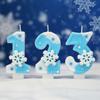 Snowflake Birthday Candles 0-9 Numbers Blue Snowflake Glitter Cake Candles Children's Girls' Birthday Party Cake Decorations