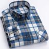 Oversized S~6XL Men's Plaid Shirt Long Sleeve Autumn Spring Soft Standard Fit 100% Cotton Brushed Outerwear Casual Man Clothing