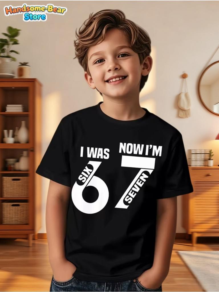 Summer T-Shirt for Kids Birthday Party Gifts Short Sleeve Tees Crew Neck Graphic Children's Clothing