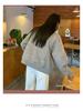 American Retro Gray Wool Blend Stand Collar Jacket - Women's Casual Autumn/Winter Top