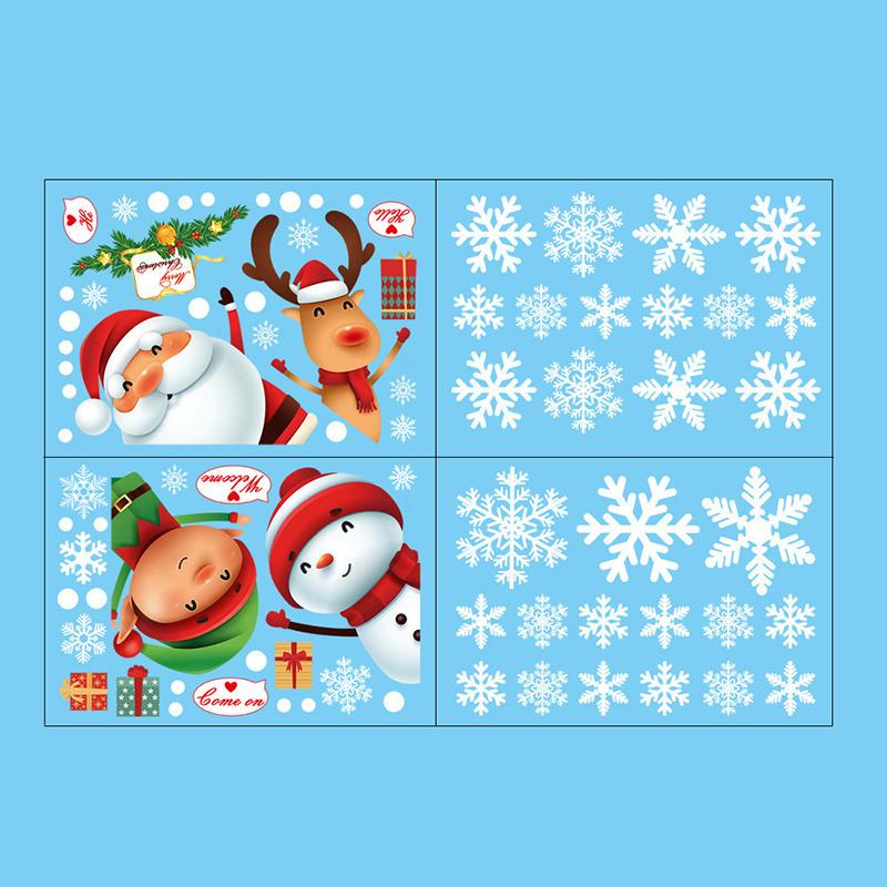 4/6pcs Window Stickers Cartoon Merry Christmas Santa Claus Xmas Tree Glass Decal Christmas Decorations for Home 2025 New Year