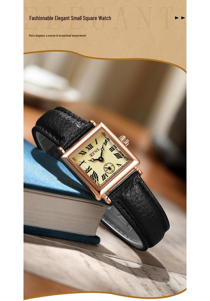 OFNS Women's Classic Luxury Retro Square Quartz Watch with Roman Numerals