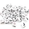 6x6mm Black Letter Beads On White Acrylic Squares for DIY Jewelry and Creative Accessories
