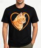 Orange Tabby Cat Face Heart Graphic Tshirt Tee Retro Streetwear Casual Short Sleeve Crew Neck Perfect Gift For Tabby Cat Fans