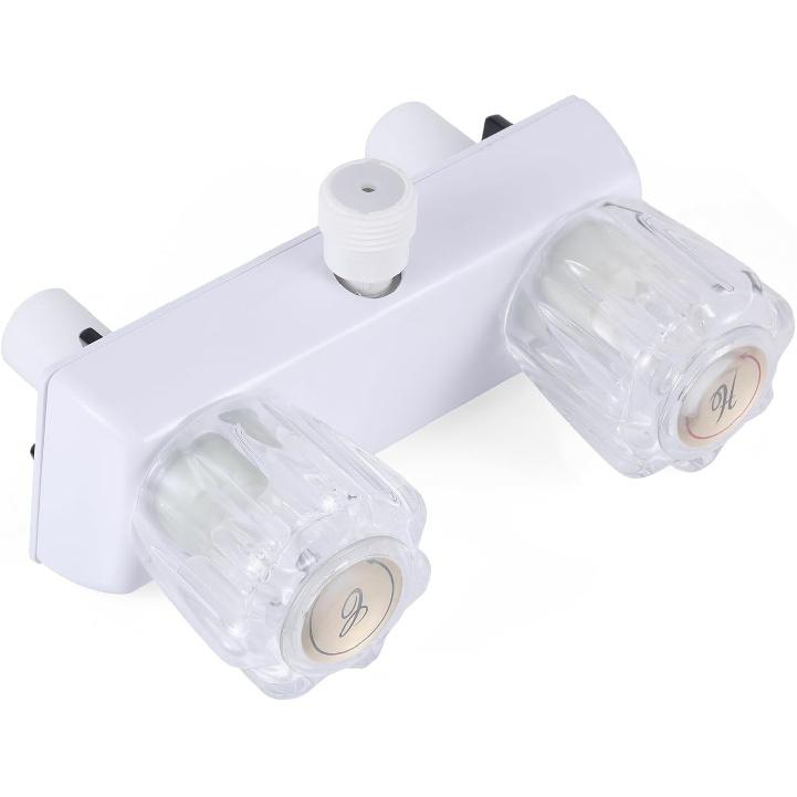 RV Shower Faucet, Camper Shower Faucet Replacement 4" RV Shower Valve Diverter with Dual Knobs Bathroom Shower Accessories Parts for Outside and