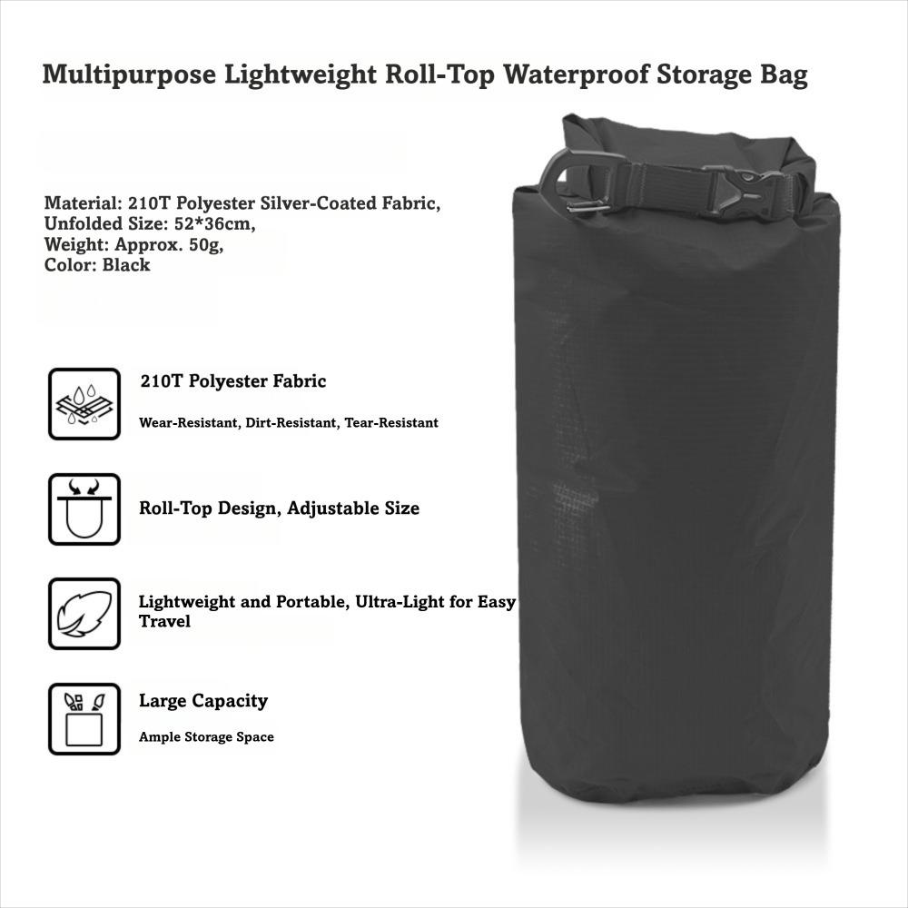 Foldable Waterproof Dry Bag Lightweight Floating Bag Ultralight Outdoor Storage Sack  Kayaking чёрный