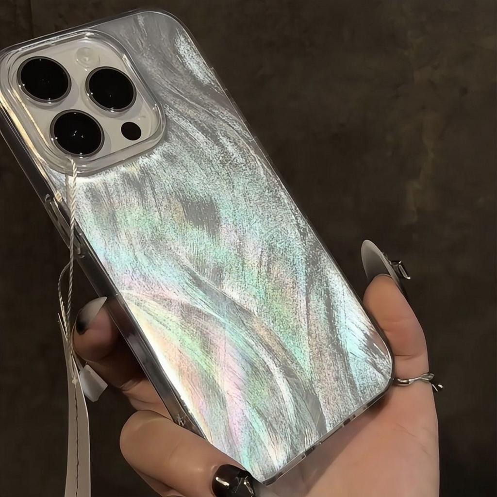 Silberne Feder Handyhülle Geeignet für Apple 16promax Leichter Luxus und Schön IPhone 15 Sturzsicher 13 Bemalte Hartschale