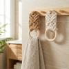 2 Pack Elegant Wooden Cotton Rope Towel Rings Hand Woven Bathroom Accessories For Home Decoration