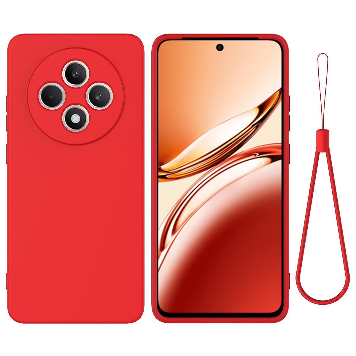 

Чехол для Oppo Reno12 FS 5G/Reno12 F 5G/4G/F27 5G, чехол для телефона из жидкого силикона, устойчивый к царапинам, с ремешком для руки A