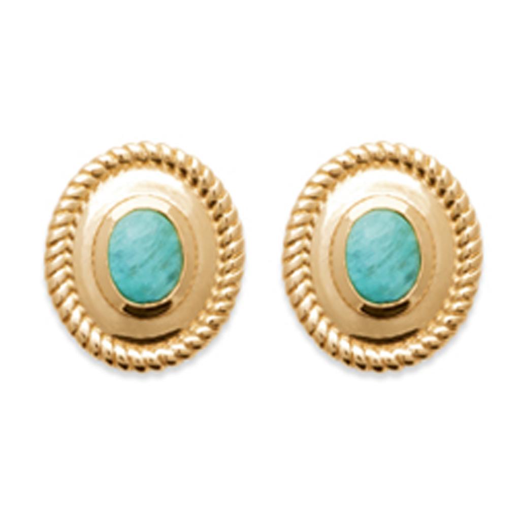 Les Trésors De Lily [R7463] - Boucles Plaqué Or 'Cléopatra' vert doré - 10x8 mm