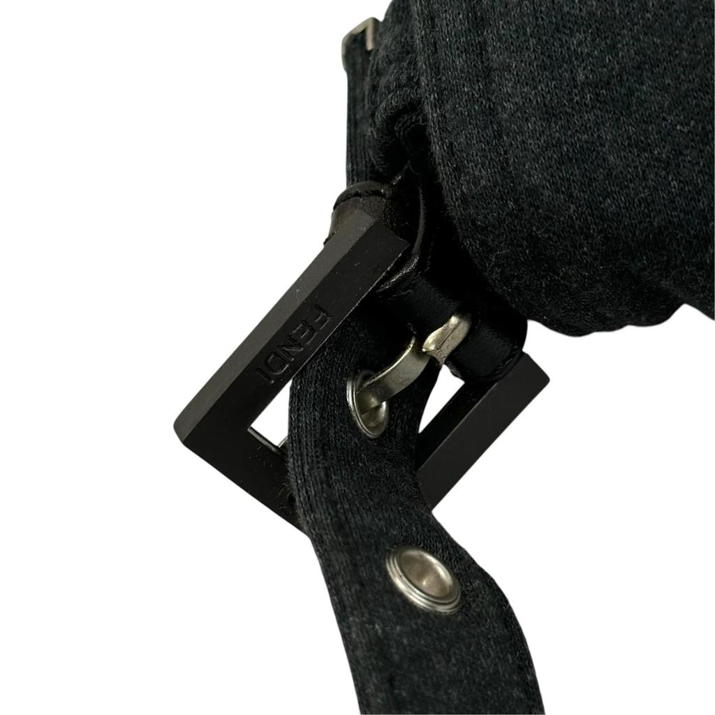 FENDI Mamma bucket Shoulder Bag Dark gray Women one belt used
