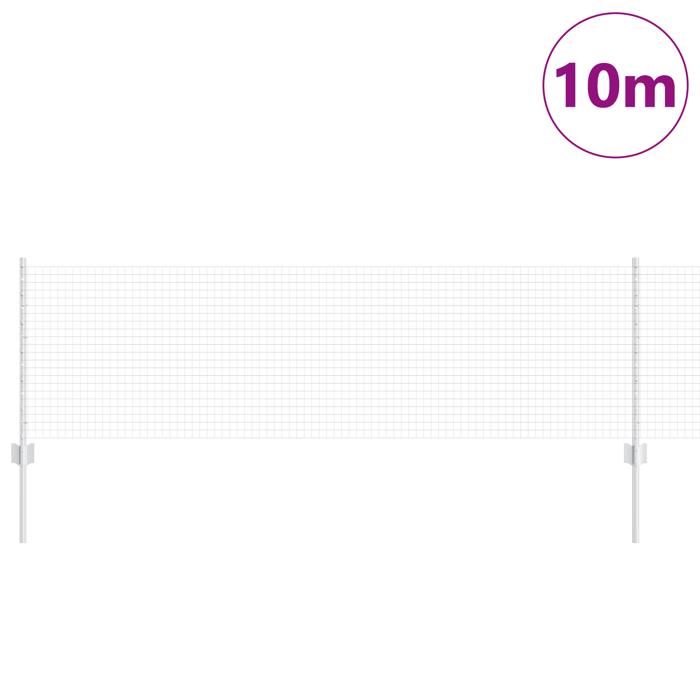 VidaXL Clôture en Fil Soudé avec 5 Pieux en U Argent 0,6x10 m Acier 3336320