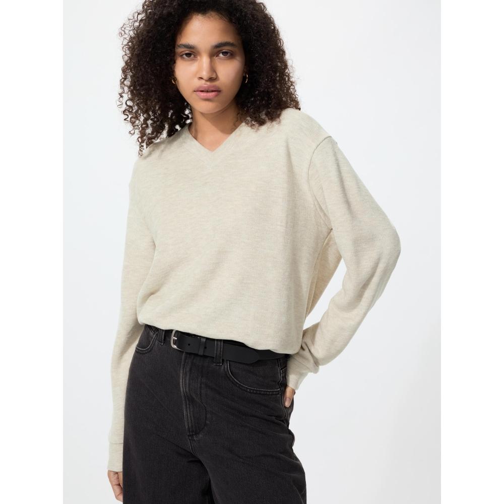 Uniqlo Japan Rib KniT Fleece V Neck T