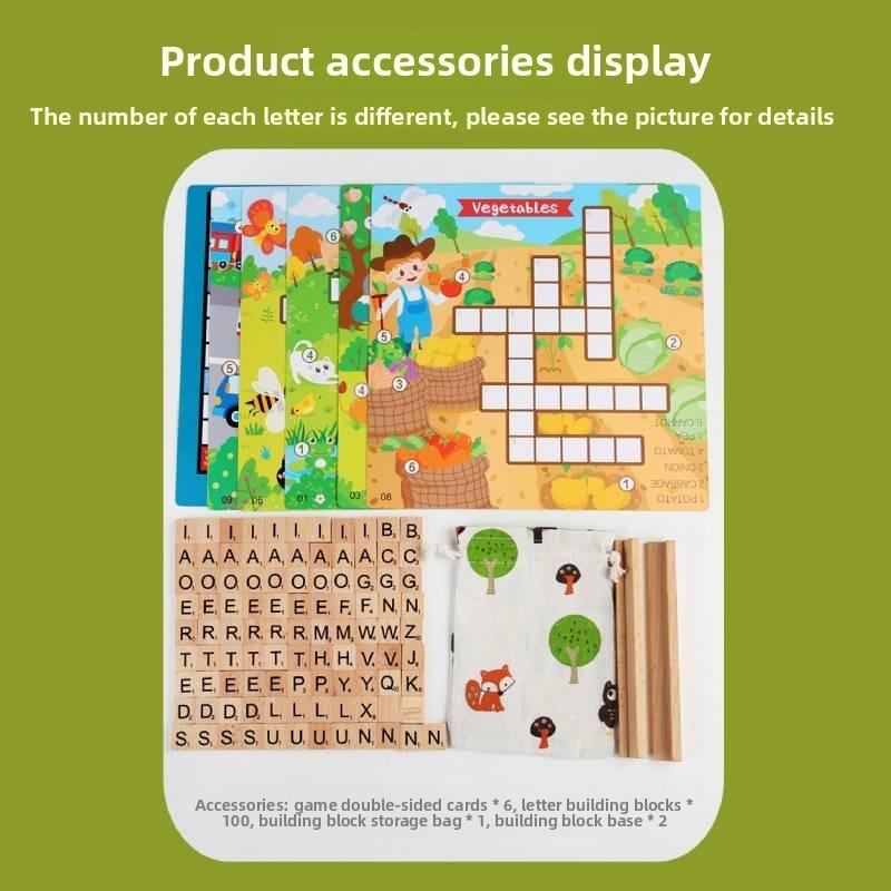 Wooden Word Chain Puzzle Game For Kids Educational Learning Toy