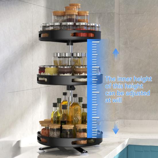 Space-saving Round Useful High Capacity Single/Double/Triple Layer Spice Rack Kitchen Shelf