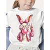 Europäische Größen Kinder Osterhase & Ei Cartoon T-Shirt - Weiches Baumwoll-T-Shirt mit Rundhalsausschnitt für Jungen & Mädchen, Niedliche Hasengrafik