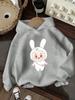 Cute Cartoon Bunny Pattern Children's Hoodie, Soft Fleece, Stylish and Versatile Hooded Sweatshirt for Autumn and Winter