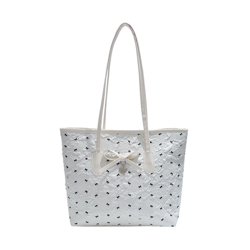 2025 new small fresh printed tote bag large capacity women's fashion texture shoulder bag work commuter bag